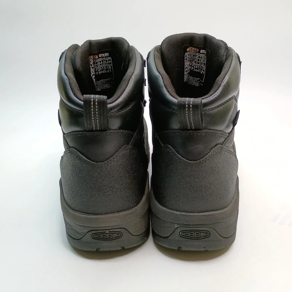Keen Utility Lansing Mid Work Boot Men Size 10.5 EE Black Leather Waterproof